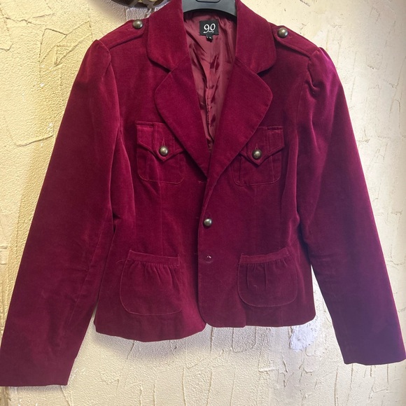 Ninety Jackets & Blazers - Ninety Burgundy Velvet Jacket